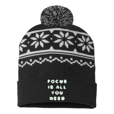 Photographer Focus Is All You Need Camera Lovers Gifts USA-Made Snowflake Beanie