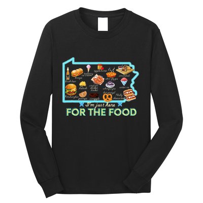 Pennsylvania Foods IM Just Here For The Food Pa Snack Map Long Sleeve Shirt