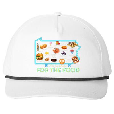 Pennsylvania Foods IM Just Here For The Food Pa Snack Map Snapback Five-Panel Rope Hat