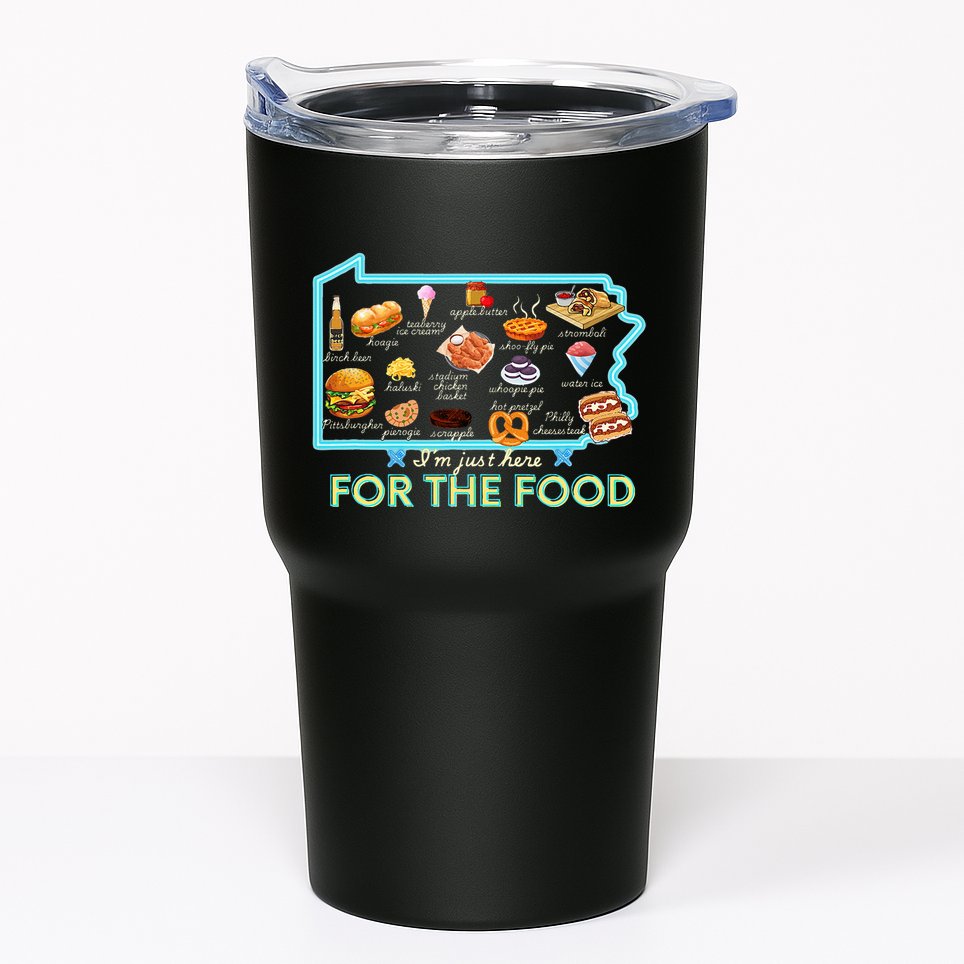 Pennsylvania Foods IM Just Here For The Food Pa Snack Map Tumbler