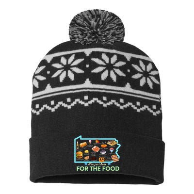 Pennsylvania Foods IM Just Here For The Food Pa Snack Map USA-Made Snowflake Beanie