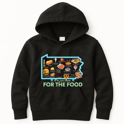 Pennsylvania Foods IM Just Here For The Food Pa Snack Map Kids Hoodie