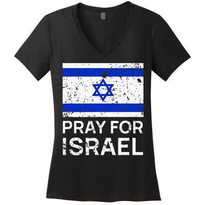 Pray for Israel 2021 Praying for Israeli Flag Women's V-Neck T-Shirt
