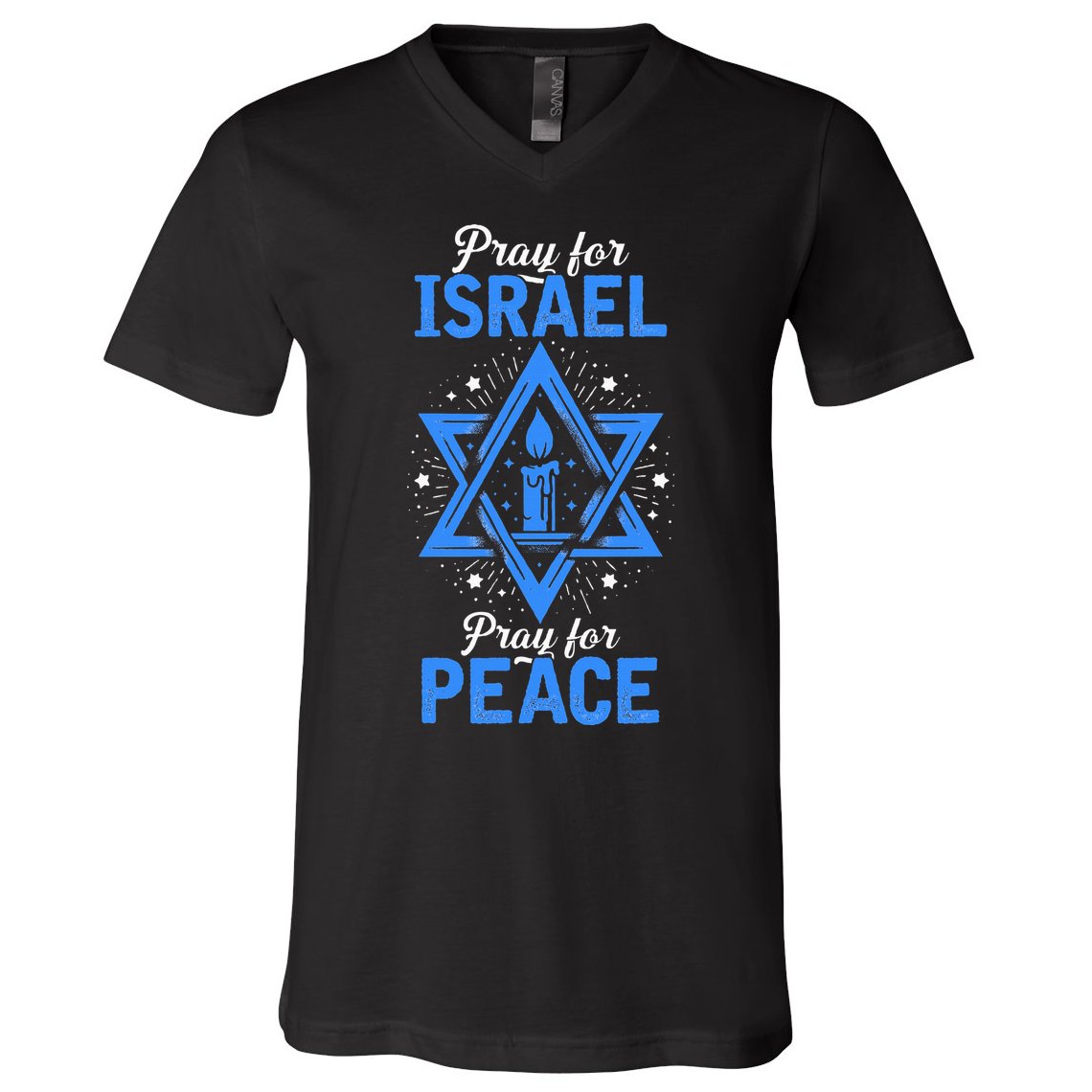 Pray For Israel Jerusalem World Peace V-Neck T-Shirt