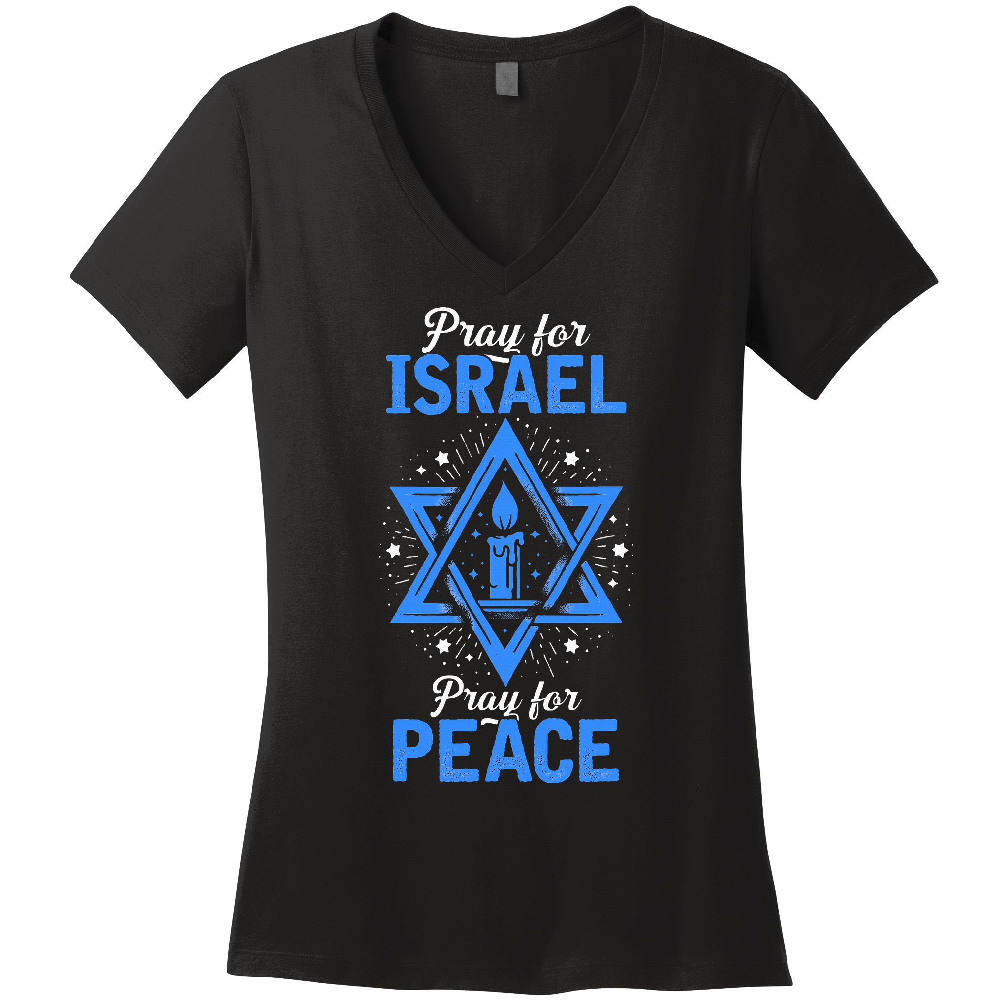 Pray For Israel Jerusalem World Peace Women's V-Neck T-Shirt