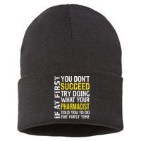 Pharmacist Funny If at First you don't Succeed Appreciation Sustainable Knit Beanie