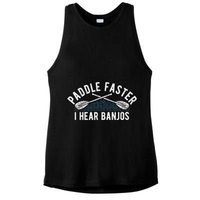 Paddle Faster I Hear Banjos Funny Banjo Joke Kayak Paddling Ladies PosiCharge Tri-Blend Wicking Tank