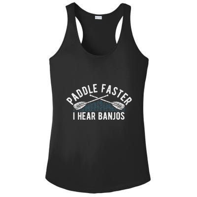 Paddle Faster I Hear Banjos Funny Banjo Joke Kayak Paddling Ladies PosiCharge Competitor Racerback Tank
