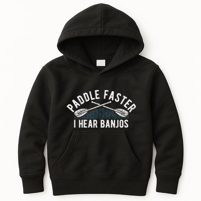 Paddle Faster I Hear Banjos Funny Banjo Joke Kayak Paddling Kids Hoodie