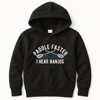Paddle Faster I Hear Banjos Funny Banjo Joke Kayak Paddling Kids Hoodie