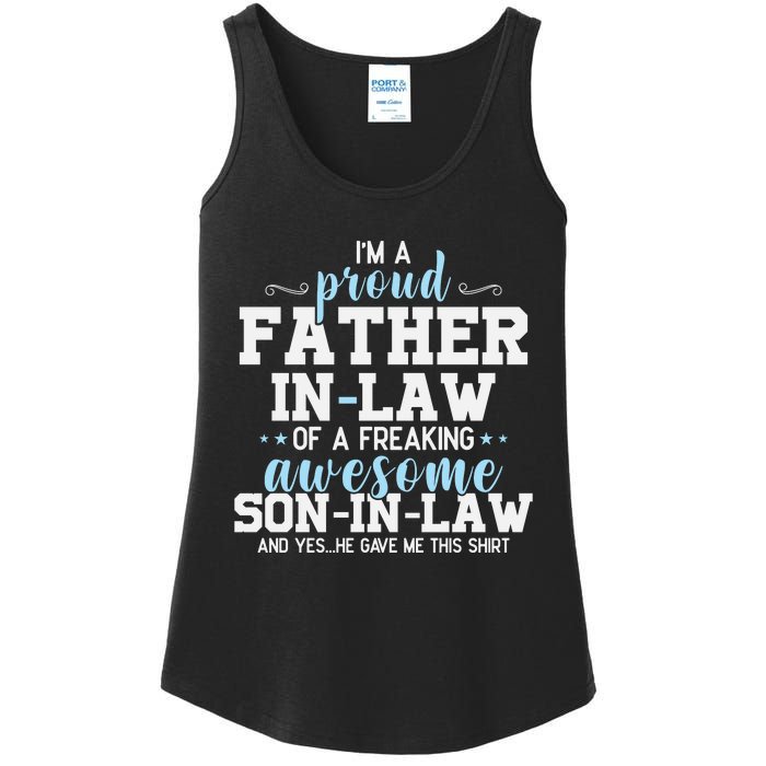 Proud Father In Law Of A Freaking Awesome Son In Law Ladies Essential Tank