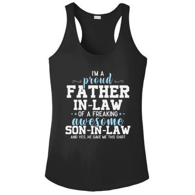 Proud Father In Law Of A Freaking Awesome Son In Law Ladies PosiCharge Competitor Racerback Tank