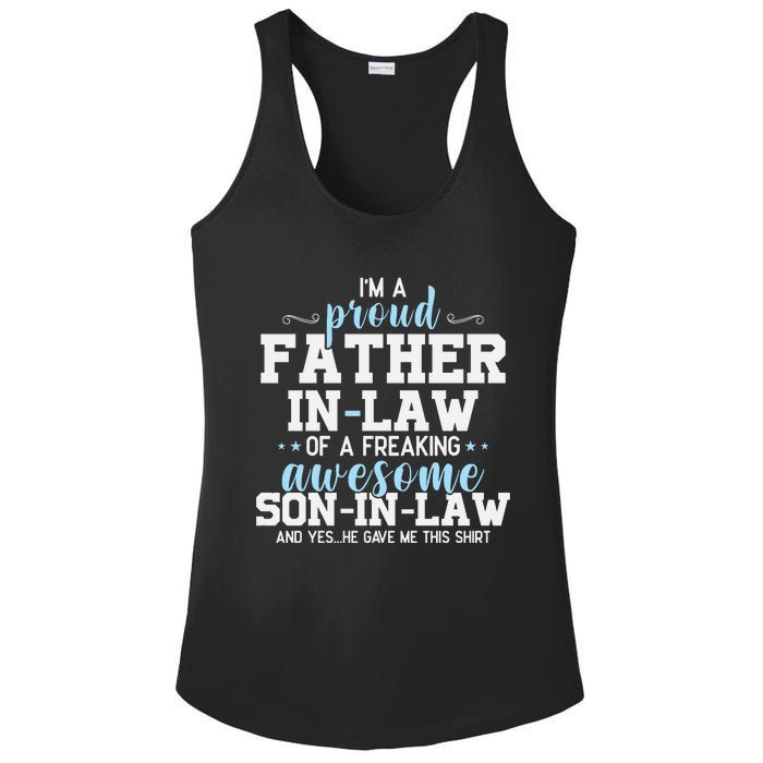 Proud Father In Law Of A Freaking Awesome Son In Law Ladies PosiCharge Competitor Racerback Tank