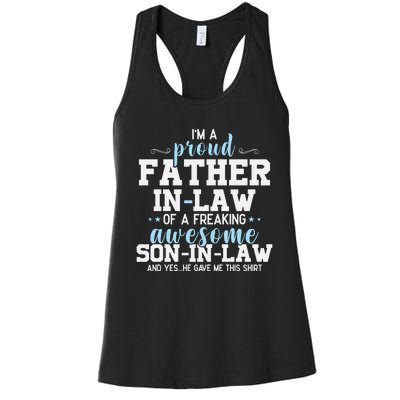 Proud Father In Law Of A Freaking Awesome Son In Law Women's Racerback Tank