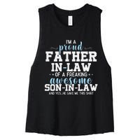 Proud Father In Law Of A Freaking Awesome Son In Law Women's Racerback Cropped Tank