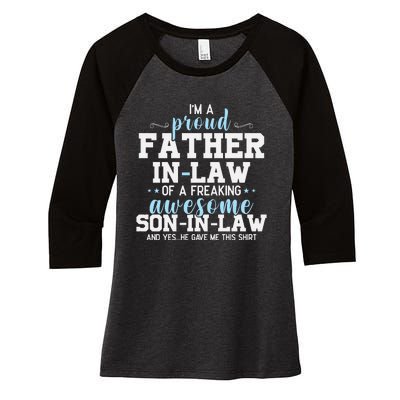 Proud Father In Law Of A Freaking Awesome Son In Law Women's Tri-Blend 3/4-Sleeve Raglan Shirt