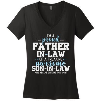 Proud Father In Law Of A Freaking Awesome Son In Law Women's V-Neck T-Shirt