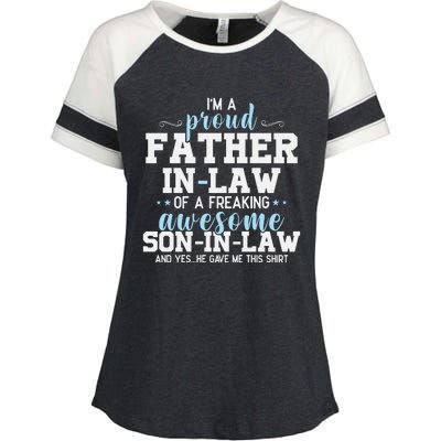 Proud Father In Law Of A Freaking Awesome Son In Law Enza Ladies Jersey Colorblock Tee