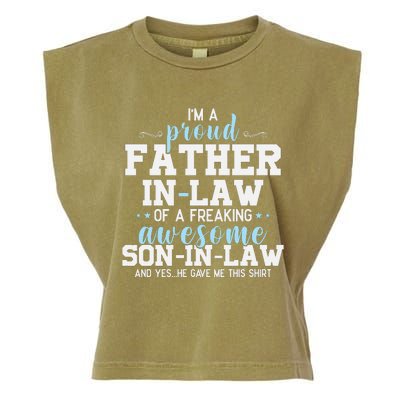 Proud Father In Law Of A Freaking Awesome Son In Law Garment-Dyed Women's Muscle Tee