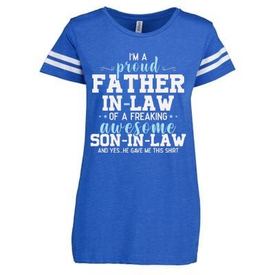 Proud Father In Law Of A Freaking Awesome Son In Law Enza Ladies Jersey Football T-Shirt