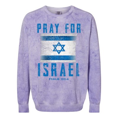 Pray for Israel Psalm 122 6 Israel Flag Colorblast Crewneck Sweatshirt