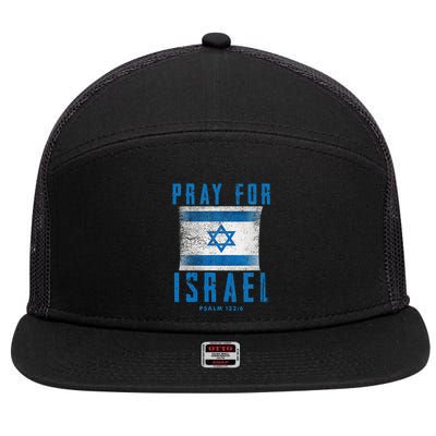 Pray for Israel Psalm 122 6 Israel Flag 7 Panel Mesh Trucker Snapback Hat