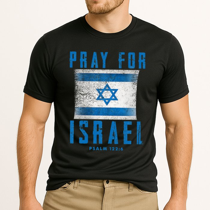Pray for Israel Psalm 122 6 Israel Flag Cooling Performance Crew T-Shirt