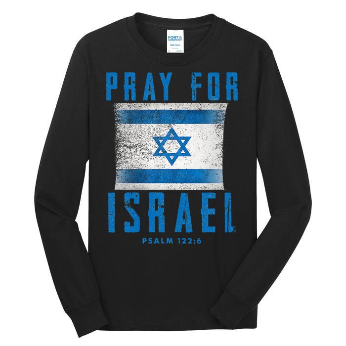 Pray for Israel Psalm 122 6 Israel Flag Tall Long Sleeve T-Shirt