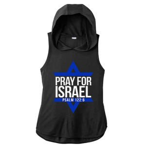 Pray For Israel Jewish Star Ladies PosiCharge Tri-Blend Wicking Draft Hoodie Tank