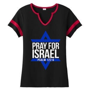 Pray For Israel Jewish Star Ladies Halftime Notch Neck Tee