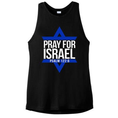 Pray For Israel Jewish Star Ladies PosiCharge Tri-Blend Wicking Tank