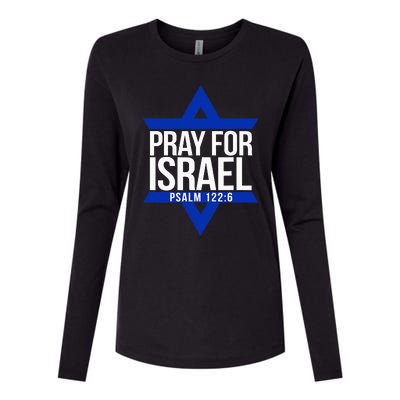 Pray For Israel Jewish Star Womens Cotton Relaxed Long Sleeve T-Shirt