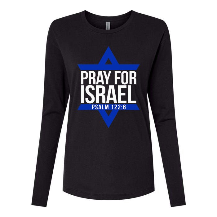 Pray For Israel Jewish Star Womens Cotton Relaxed Long Sleeve T-Shirt