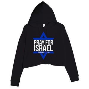 Pray For Israel Jewish Star Crop Fleece Hoodie