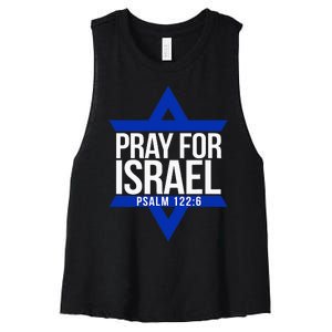 Pray For Israel Jewish Star Women's Racerback Cropped Tank