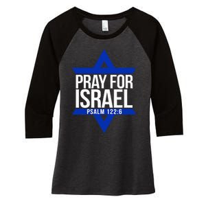 Pray For Israel Jewish Star Women's Tri-Blend 3/4-Sleeve Raglan Shirt