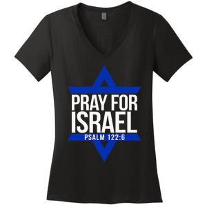 Pray For Israel Jewish Star Women's V-Neck T-Shirt