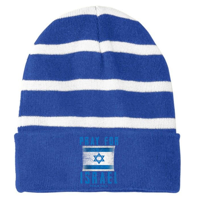 Pray for Israel Psalm 122 6 Israel Flag Striped Beanie with Solid Band