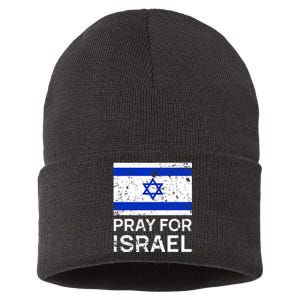 Pray For Israel Praying For Israeli Flag Sustainable Knit Beanie