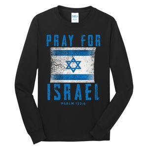 Pray for Israel Psalm 122 6 Israel Flag Tall Long Sleeve T-Shirt