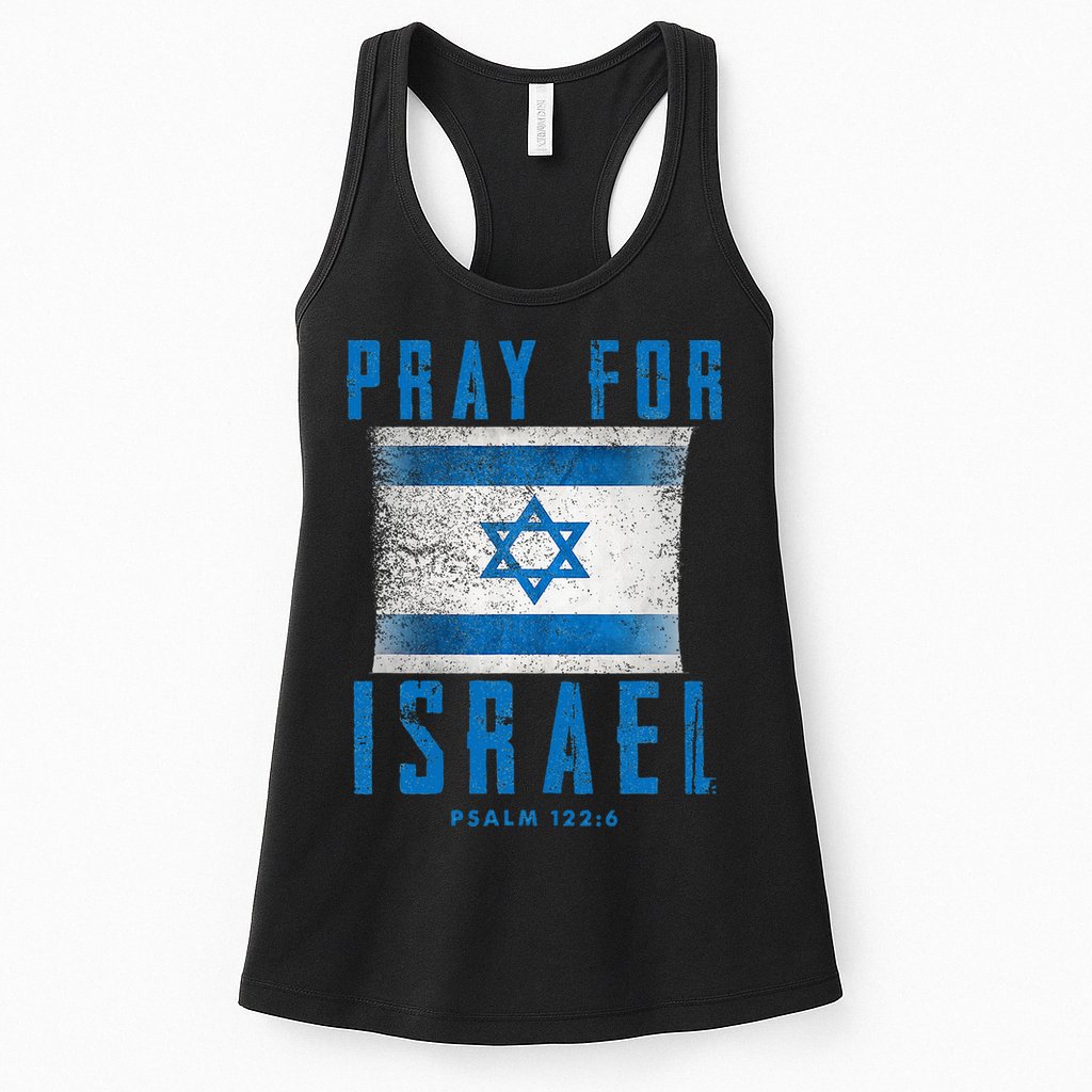 Pray for Israel Psalm 122 6 Israel Flag Womens Tank Top