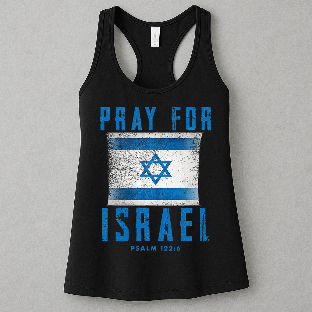 Pray for Israel Psalm 122 6 Israel Flag Womens Tank Top