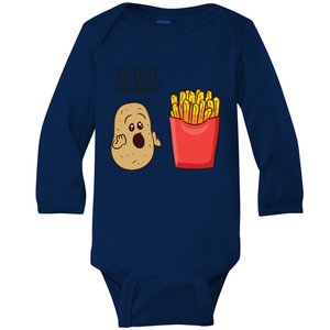 Potatoes Fries Is That You Bro Funny Potatoes Baby Long Sleeve Bodysuit