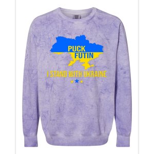 Puck Futin I Stand With Ukraine Support Flag Colorblast Crewneck Sweatshirt