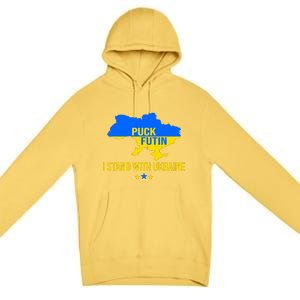 Puck Futin I Stand With Ukraine Support Flag Premium Pullover Hoodie