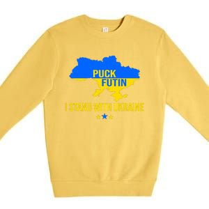 Puck Futin I Stand With Ukraine Support Flag Premium Crewneck Sweatshirt