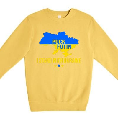 Puck Futin I Stand With Ukraine Support Flag Premium Crewneck Sweatshirt