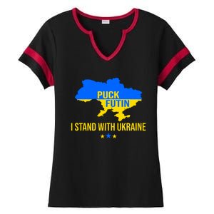 Puck Futin I Stand With Ukraine Support Flag Ladies Halftime Notch Neck Tee