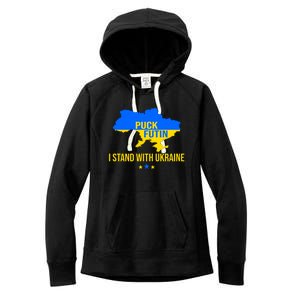 Puck Futin I Stand With Ukraine Support Flag Women's Fleece Hoodie