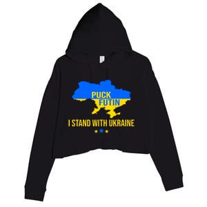 Puck Futin I Stand With Ukraine Support Flag Crop Fleece Hoodie